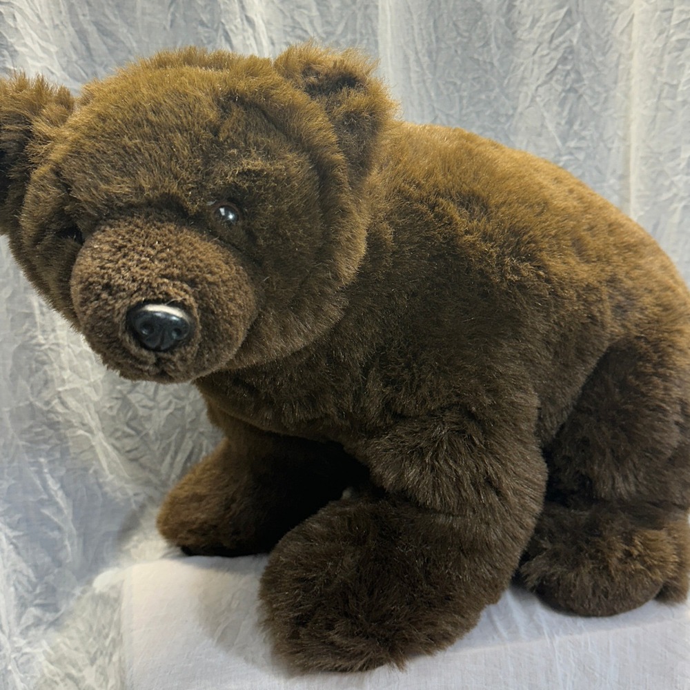 Realistic Brown Grizzly Bear Plush Stuffed Animal Large 21 Inch Forest Wildlife